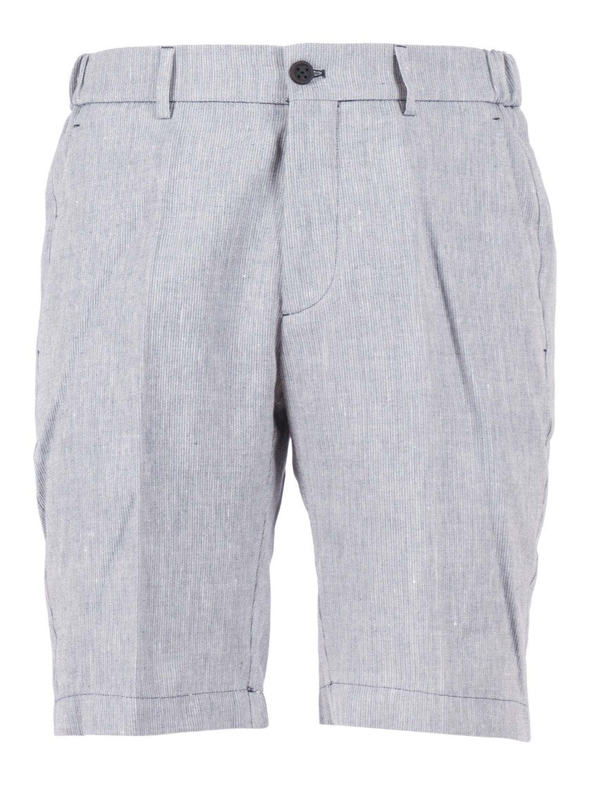 Berwich Light Blue Striped Tailored Shorts