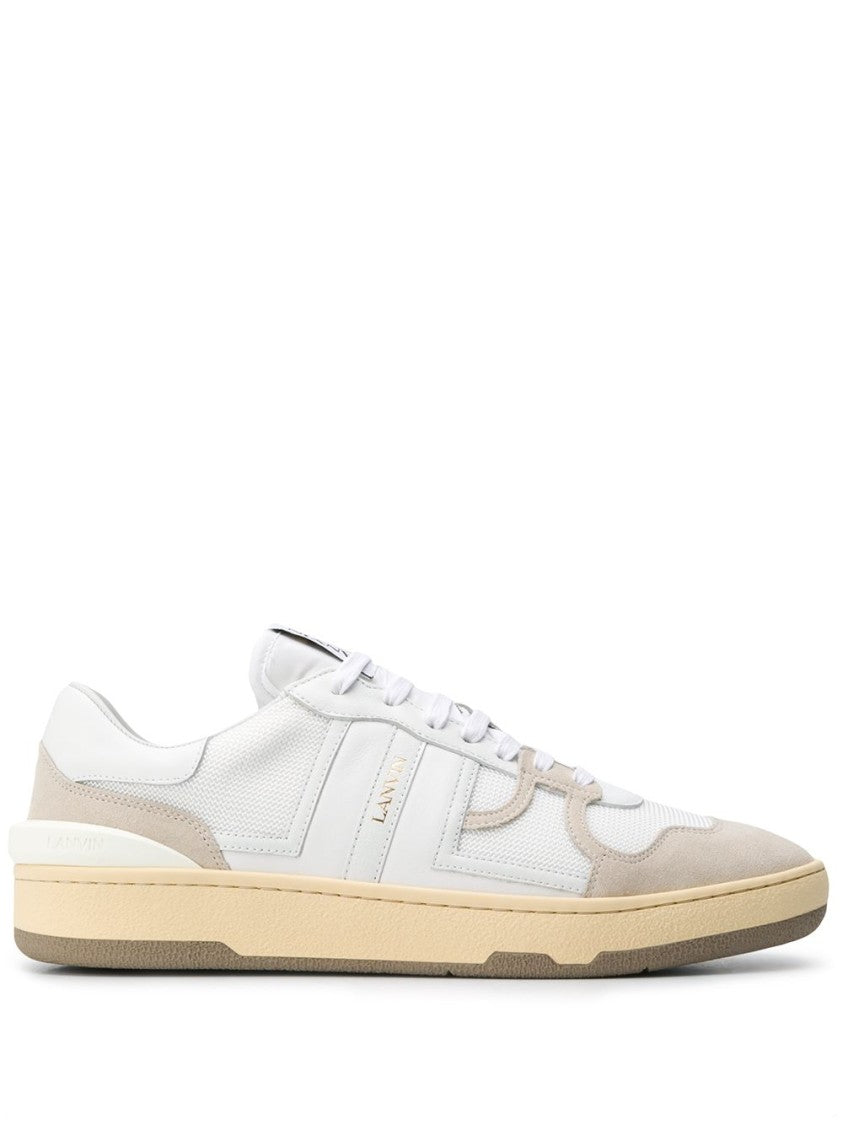 Lanvin White Logo Patch Leather Lace Sneakers