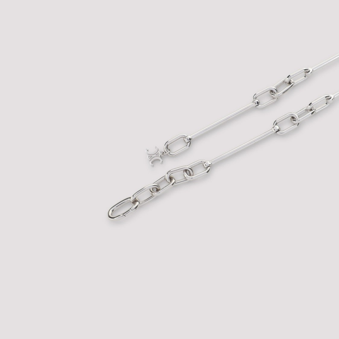 Celine Sculptural Metallic Necklace With Elongated Chain Links