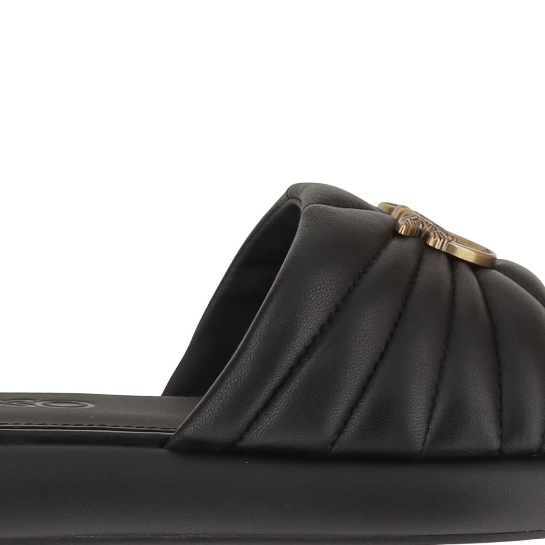 Pinko Open Toe Leather Sandals With Quilted Strap