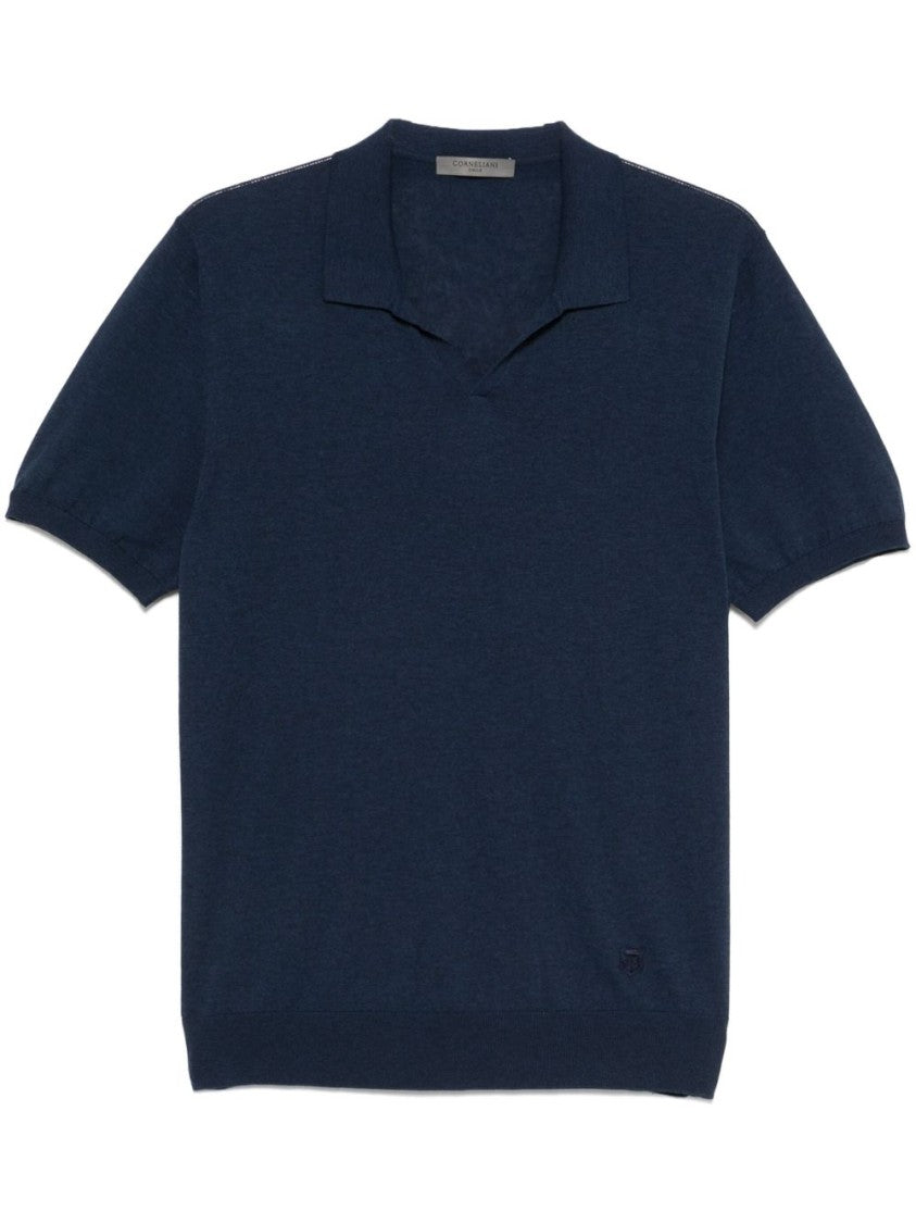 Corneliani Relaxed-Fit Blue Sweater With Classic Polo Collar