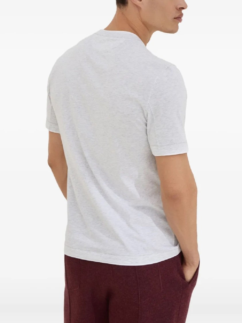 Brunello Cucinelli Short-Sleeve Crew Neck T-Shirt In Light Heathered Cotton