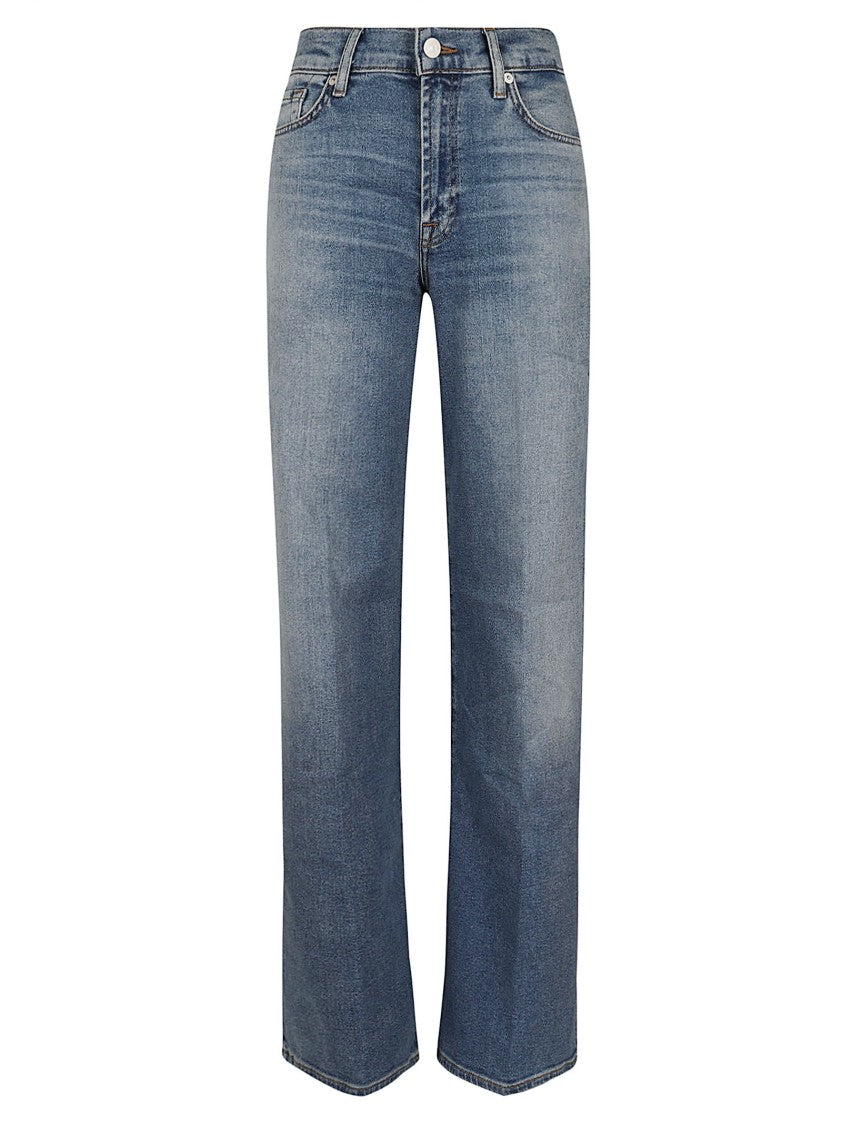 7 For All Mankind High-Waisted Straight-Leg Denim Jeans With Faded Effect