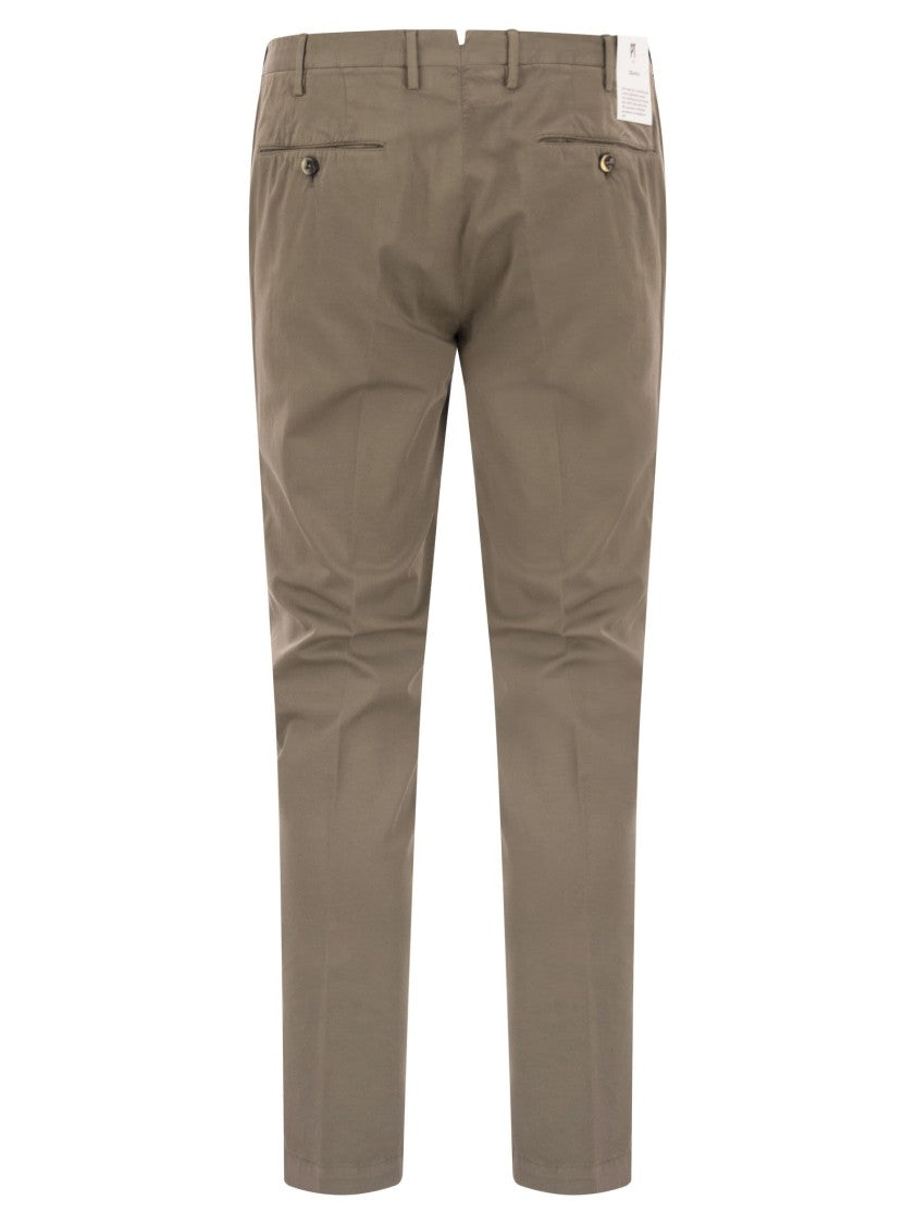 Pt Torino Superslim Trousers In Cotton And Silk