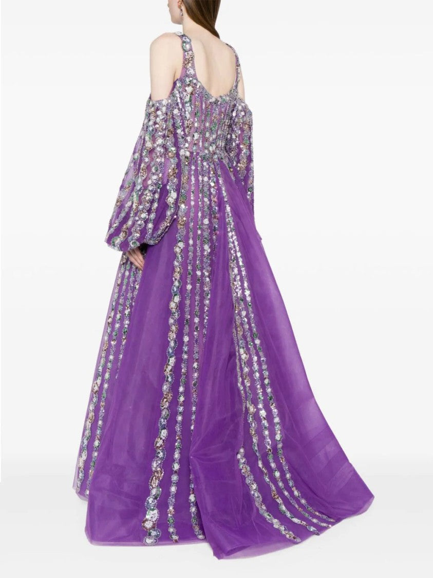 Saiid Kobeisy Off-Shoulder Beaded Dress With Shoulder Straps