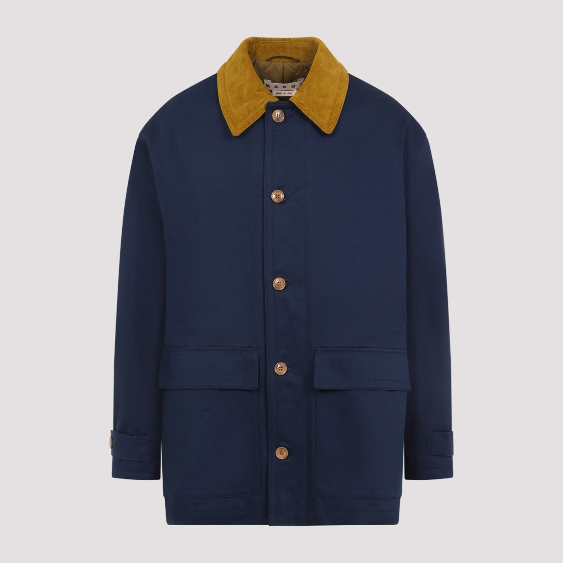 Marni Button-Up Blue Jacket With Contrasting Collar
