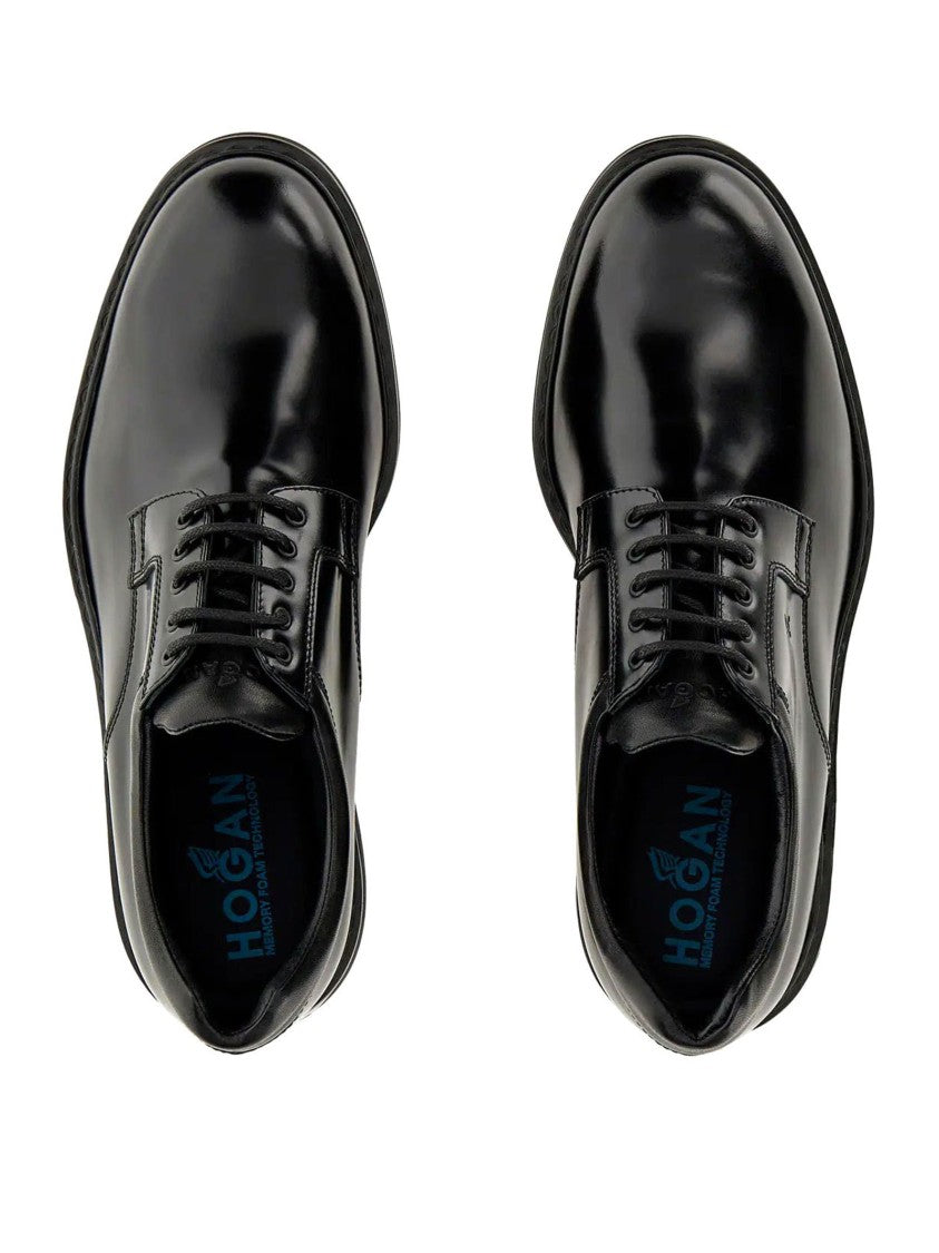 Hogan Black Leather Dress Shoes