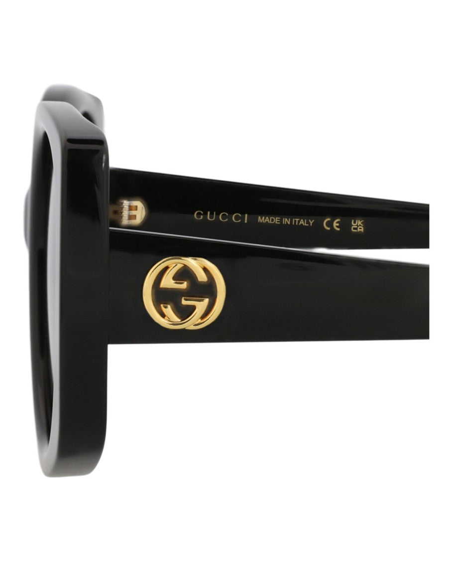 Gucci Round-Oval Frame Sunglasses With Designer Accents