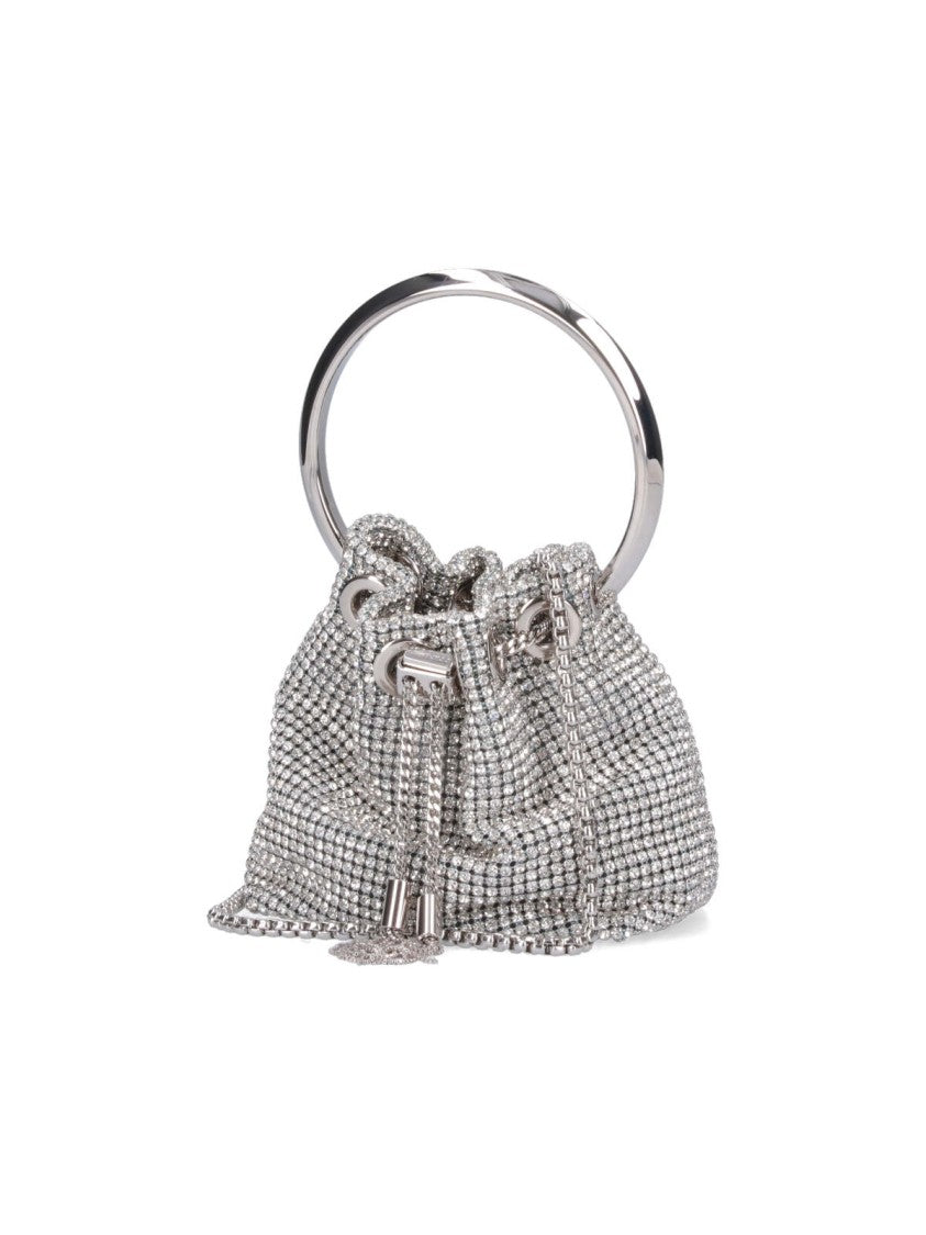 Jimmy Choo Micro 'Bon Bon' Drawstring Bag With Rhinestone Details