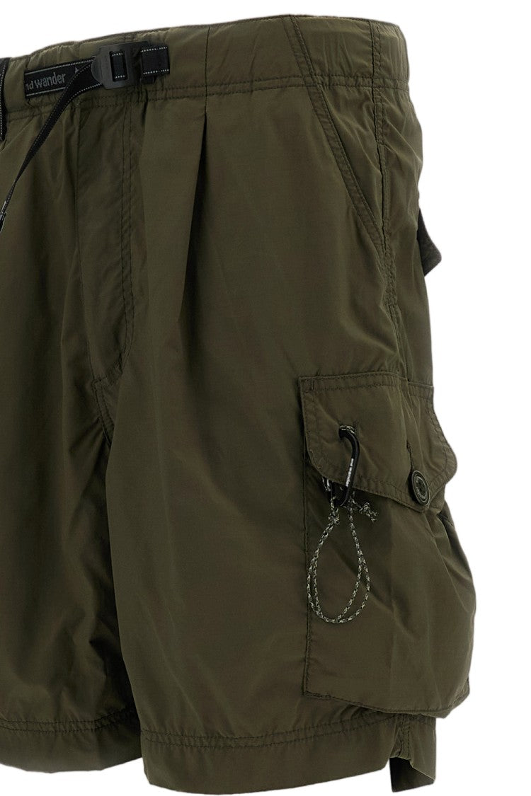 And Wander Green Water-Repellent Cargo Shorts