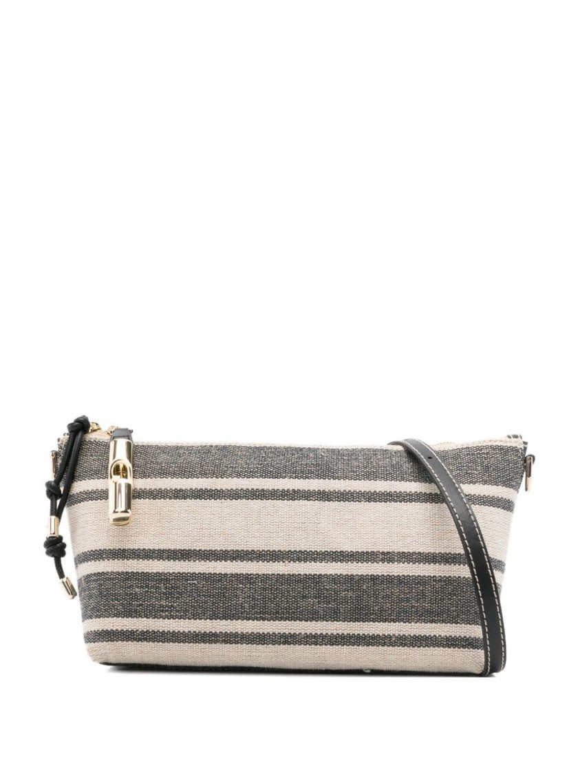 Furla Rectangular Striped Woven Clutch