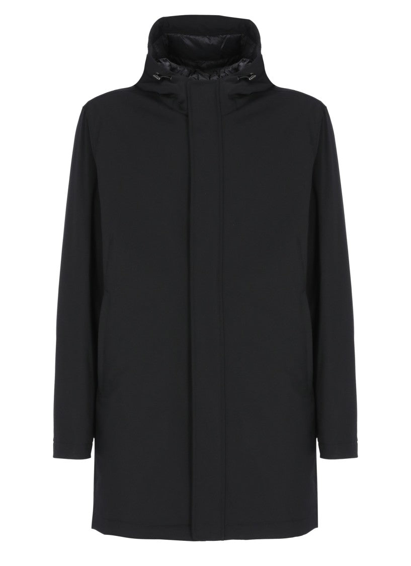 Herno Black Hooded Long Down Jacket