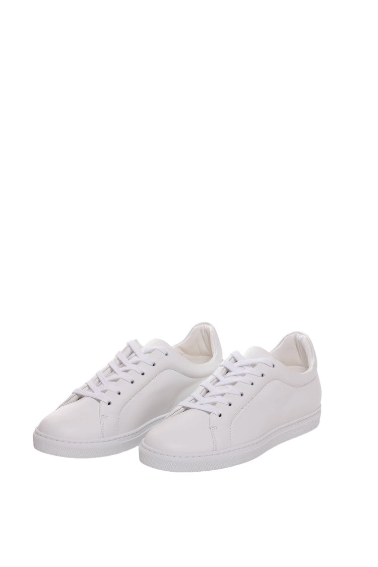Pantofola D'oro White Hand-Finished Padded Collar Leather Sneakers