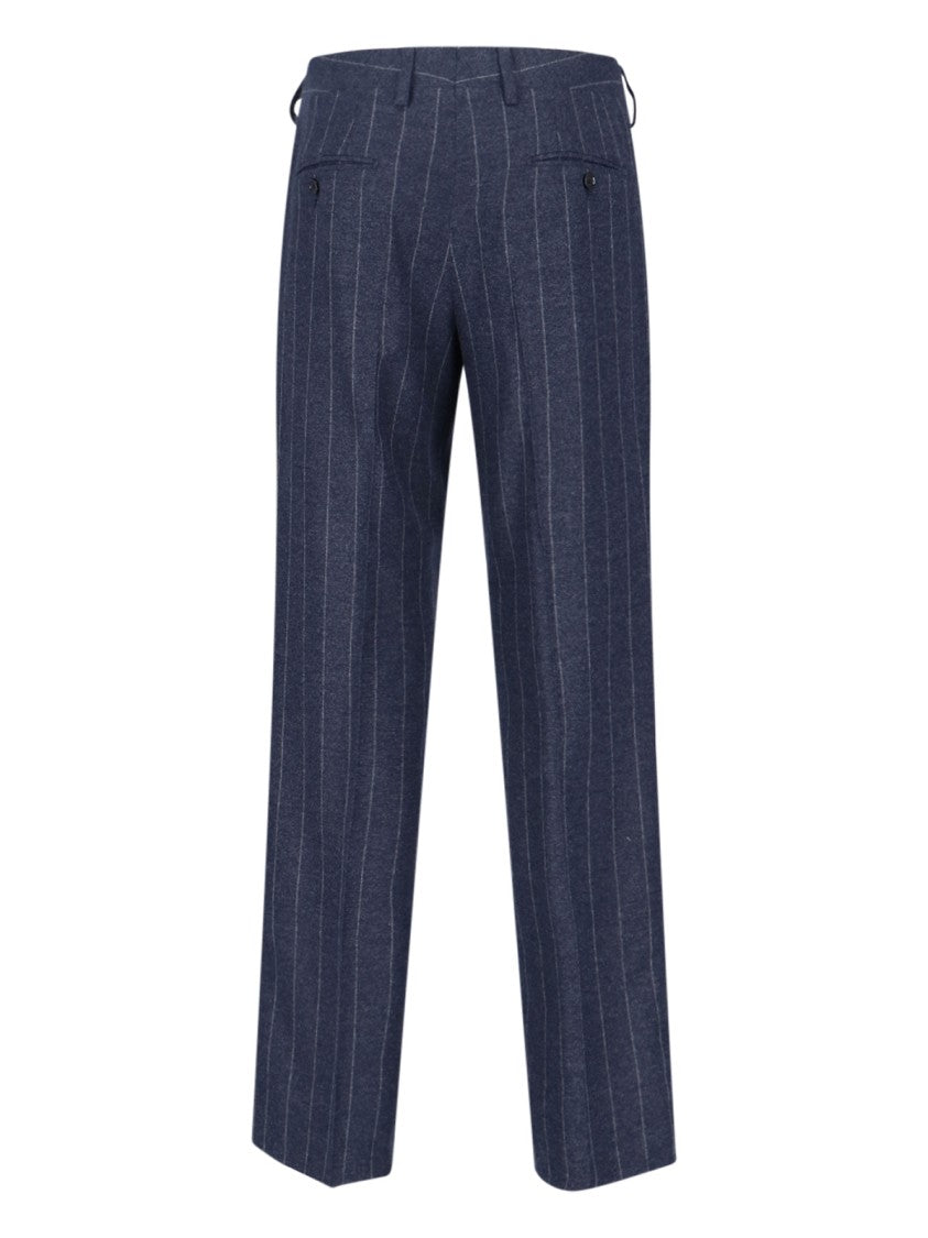 Lardini Pinstripe Virgin Wool And Cashmere Pants – Blue
