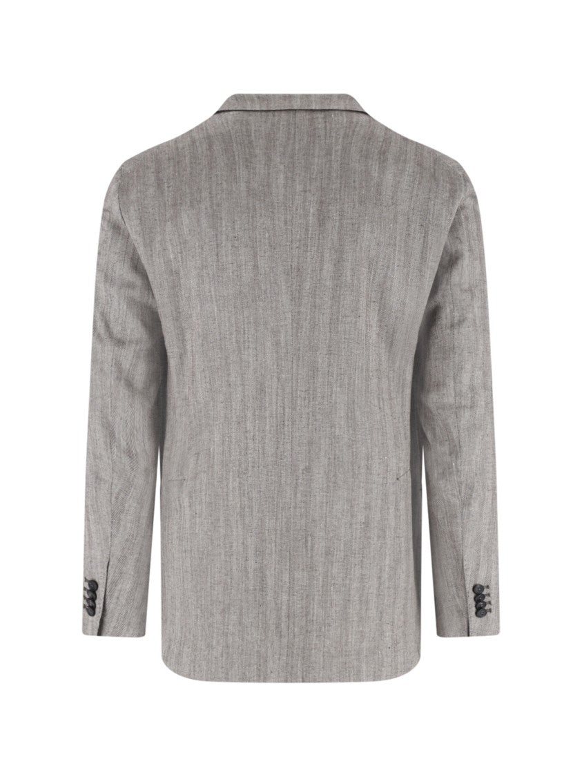 Tagliatore Grey Herringbone Notch Lapel Tailored Jacket