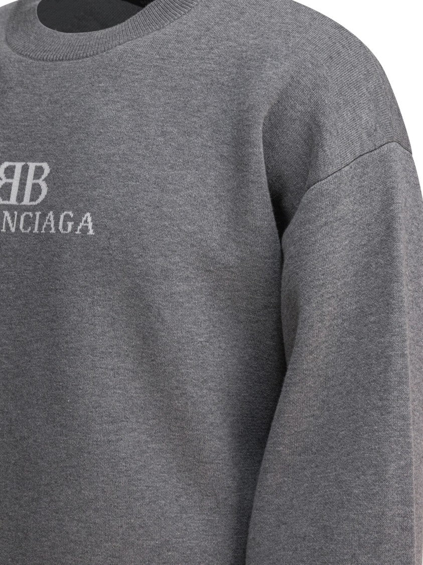 Balenciaga Crewneck Sweatshirt With Subtle Logo Embroidery