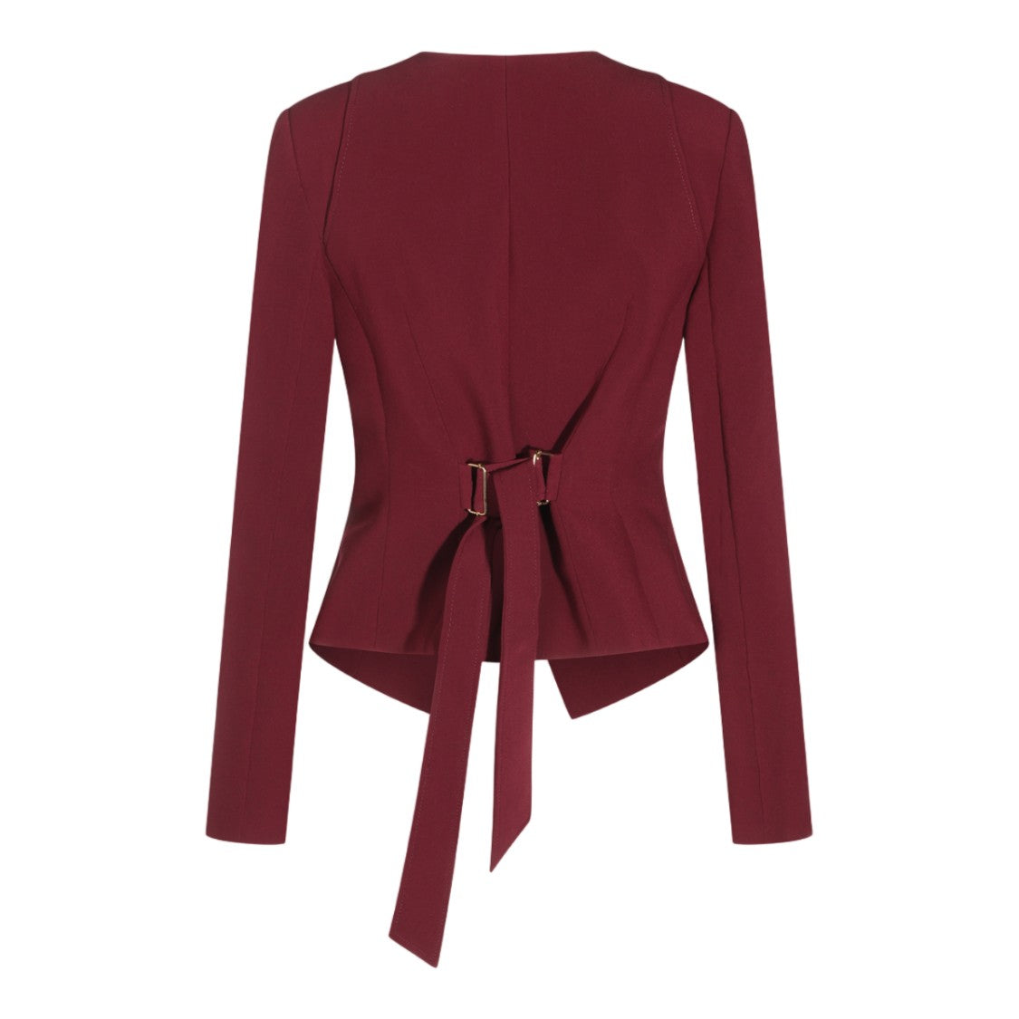 Nissa Burgundy Asymmetrical Hem Fitted Jacket