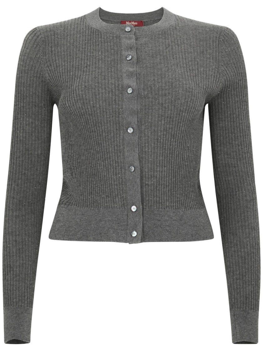 Max Mara Ribbed Silk-Wool Cardigan With Button-Down Front