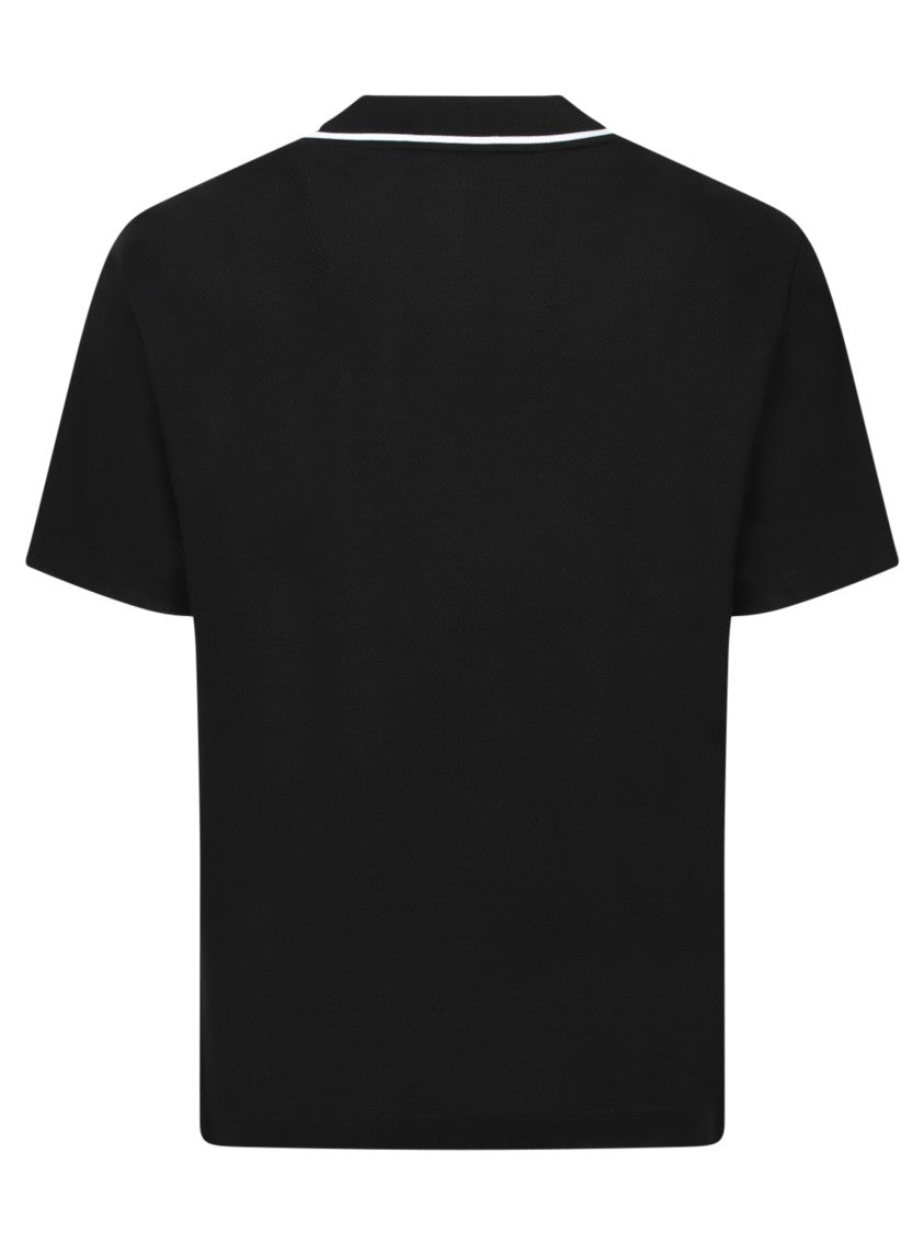 Dolce & Gabbana Polo-Style Black T-Shirt With Textured Knit