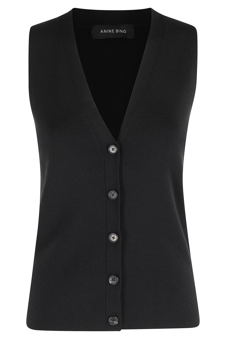 Anine Bing Black Lawrence Knit Vest