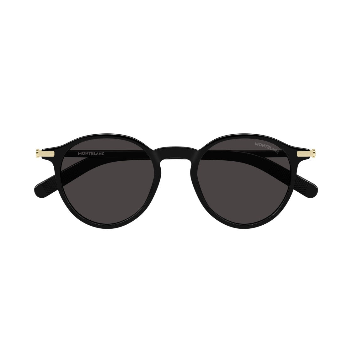 Montblanc Rounded Frame Sunglasses With Glossy Black Finish
