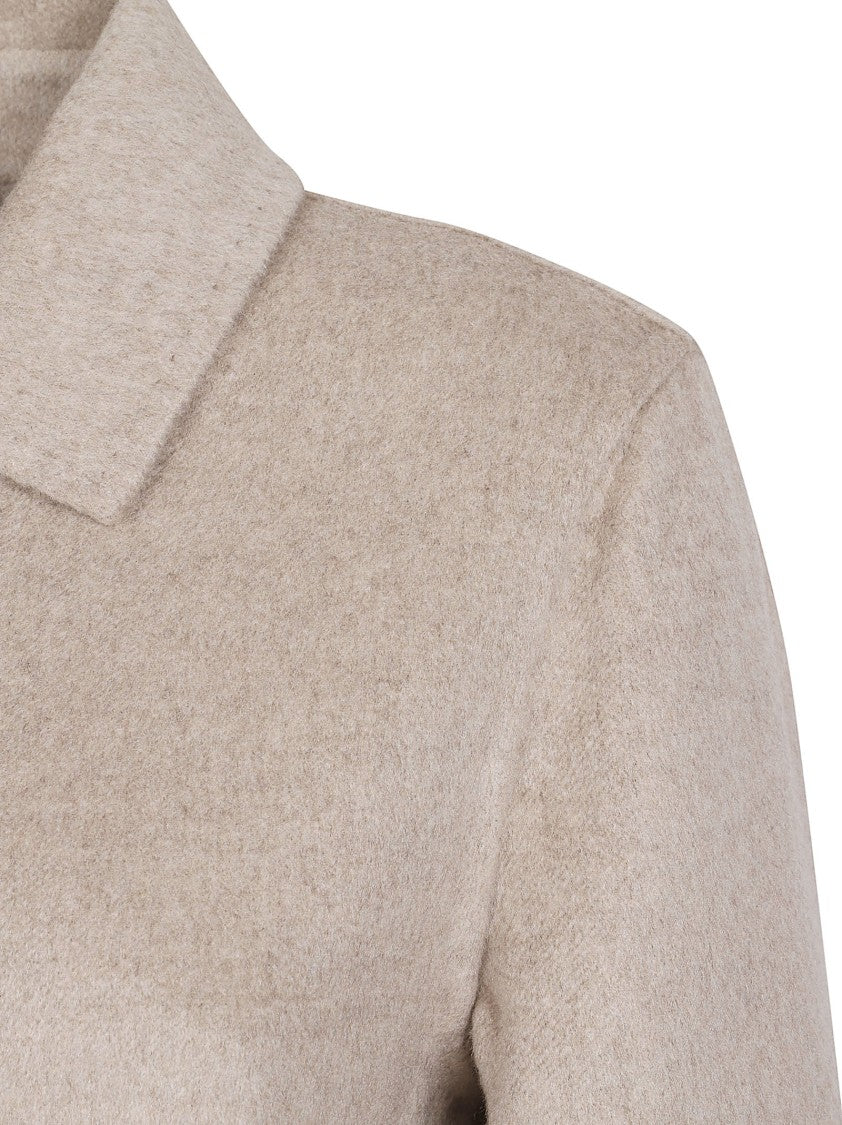 Max Mara Straight Silhouette Cashmere Coat With Front Zipper Closure