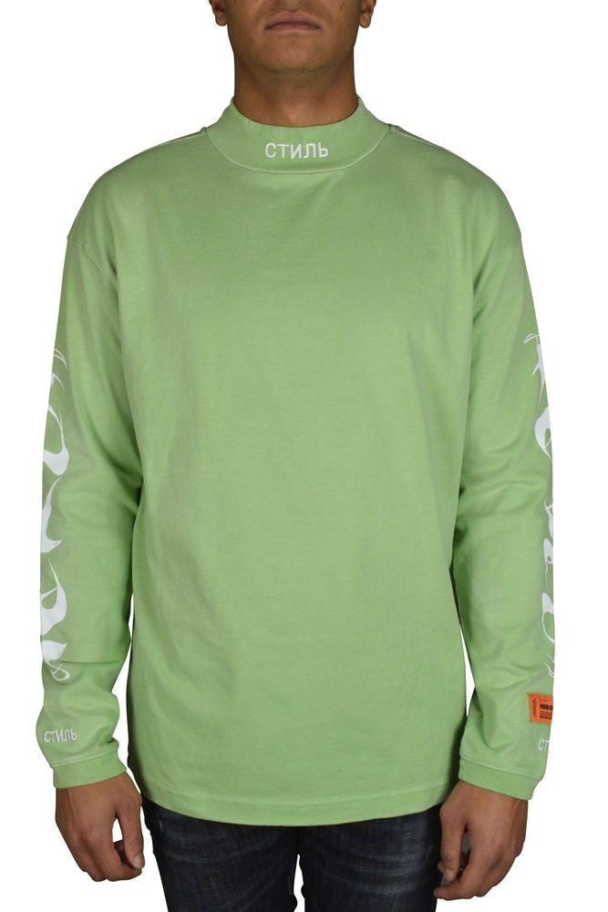 Heron Preston Green Long Sleeve T-Shirt With Embroidered Logo