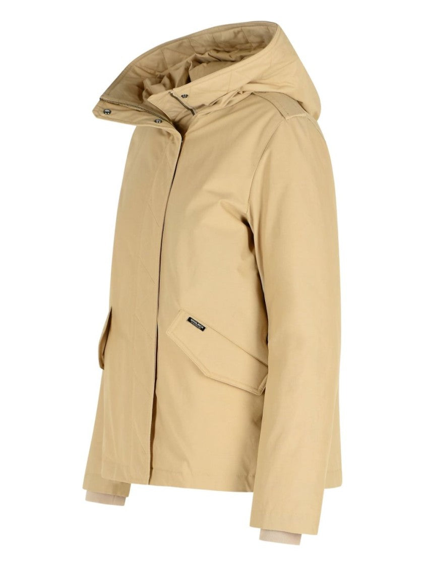 Woolrich Soft Cotton-Polyamide Blend Beige Jacket With Hood