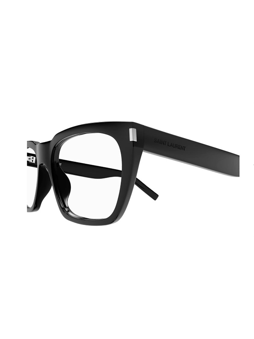 Saint Laurent Angular Black Acetate Eyewear Frames With Glossy Finish