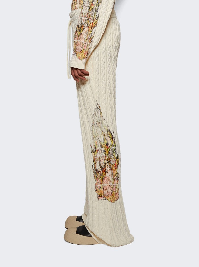 Who Decides War Flame Glass Cable Knit Lounge Pants - Cream