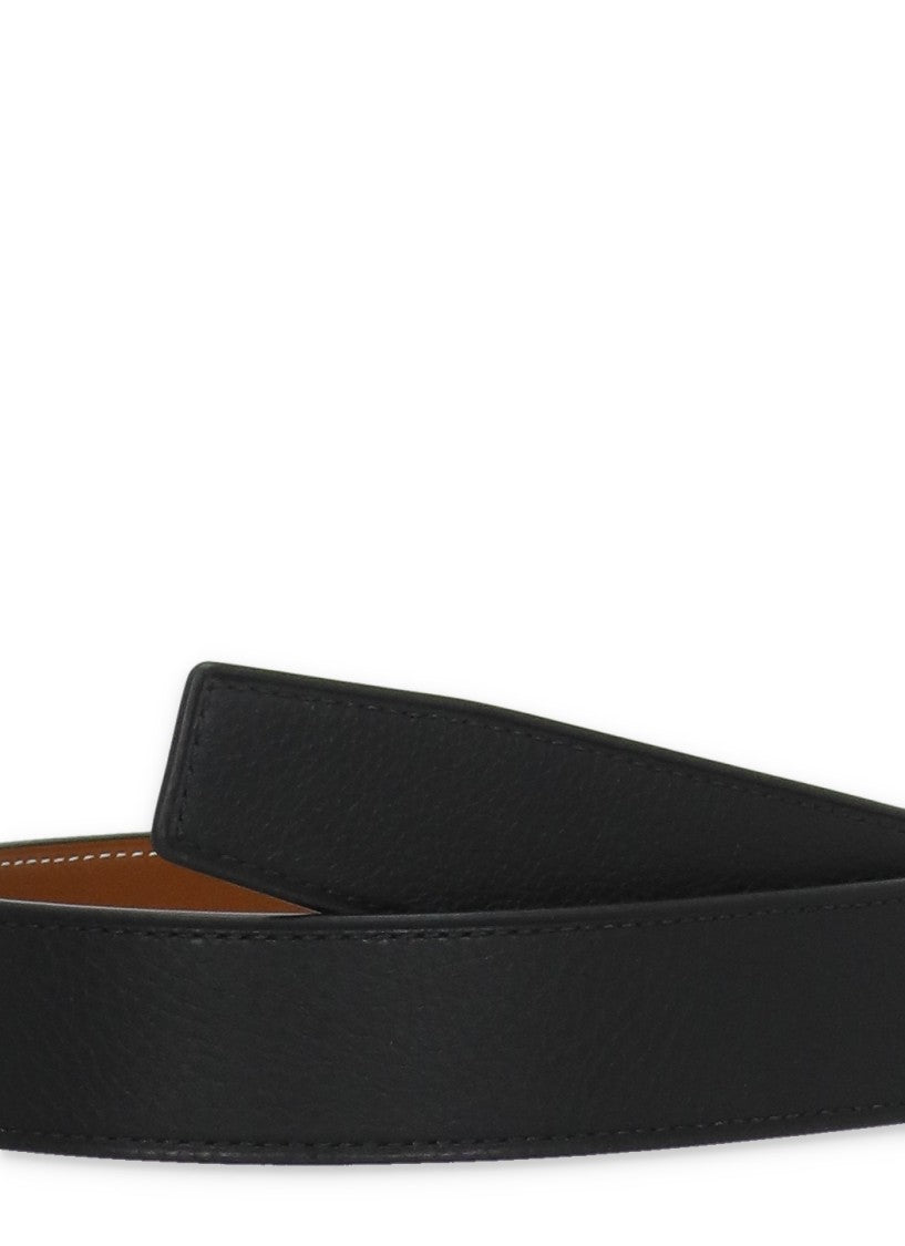 Tory Burch Black Brown Iconic Metal Buckle Reversible Leather Belt