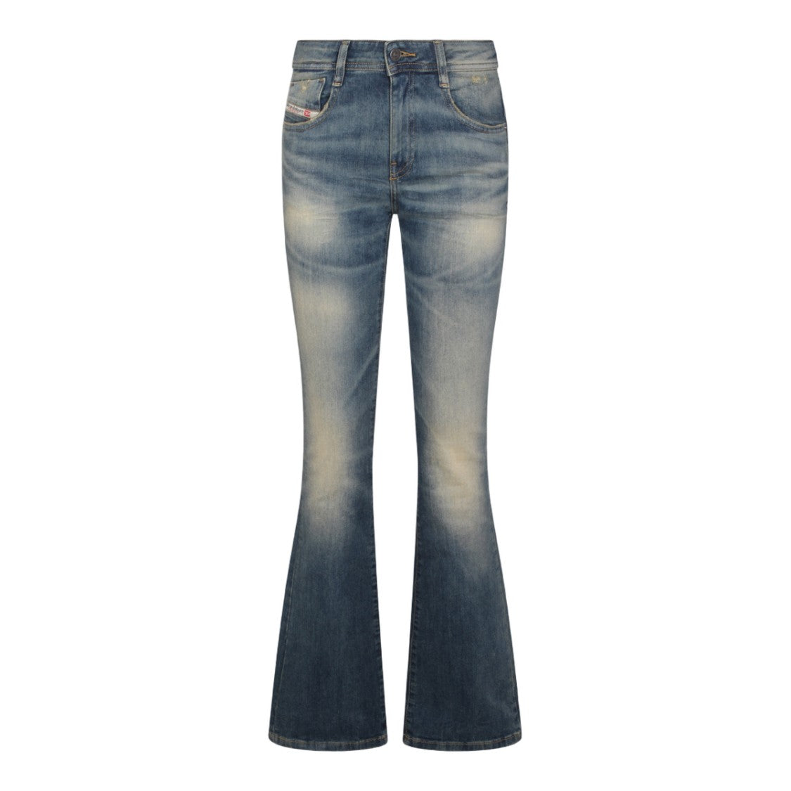 Diesel Flared Denim Jeans With Medium Blue Wash
