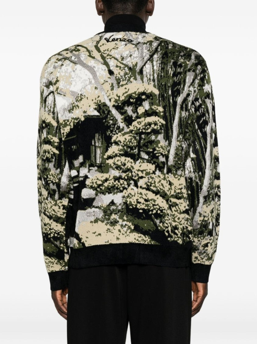 Kenzo Scenic Pattern Cardigan With V-Neckline And Button-Down Front