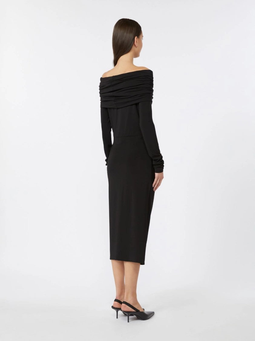 Max Mara Fitted Off-The-Shoulder Midi Dress With Subtle Ruching