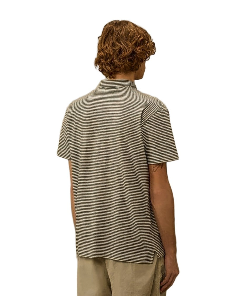 C.P. Company Striped Polo Shirt With Classic Collar And Subtle Logo Patch
