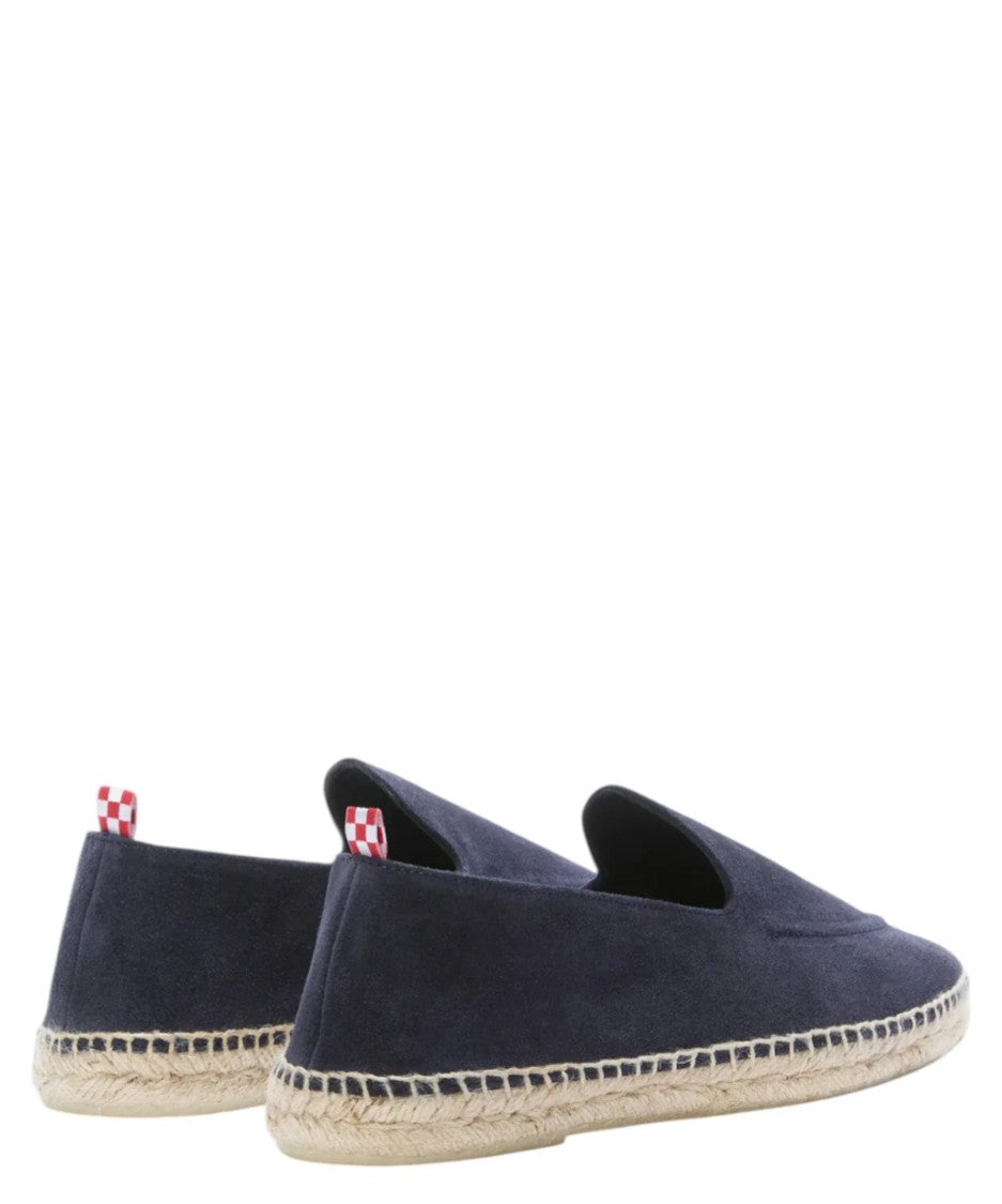 Mc2 Saint Barth Suede Loafers With Woven Jute Sole And Checkered Pull Tab