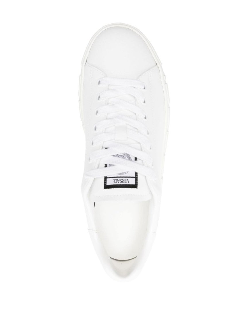 Versace Greca-Embossed Leather Sneakers