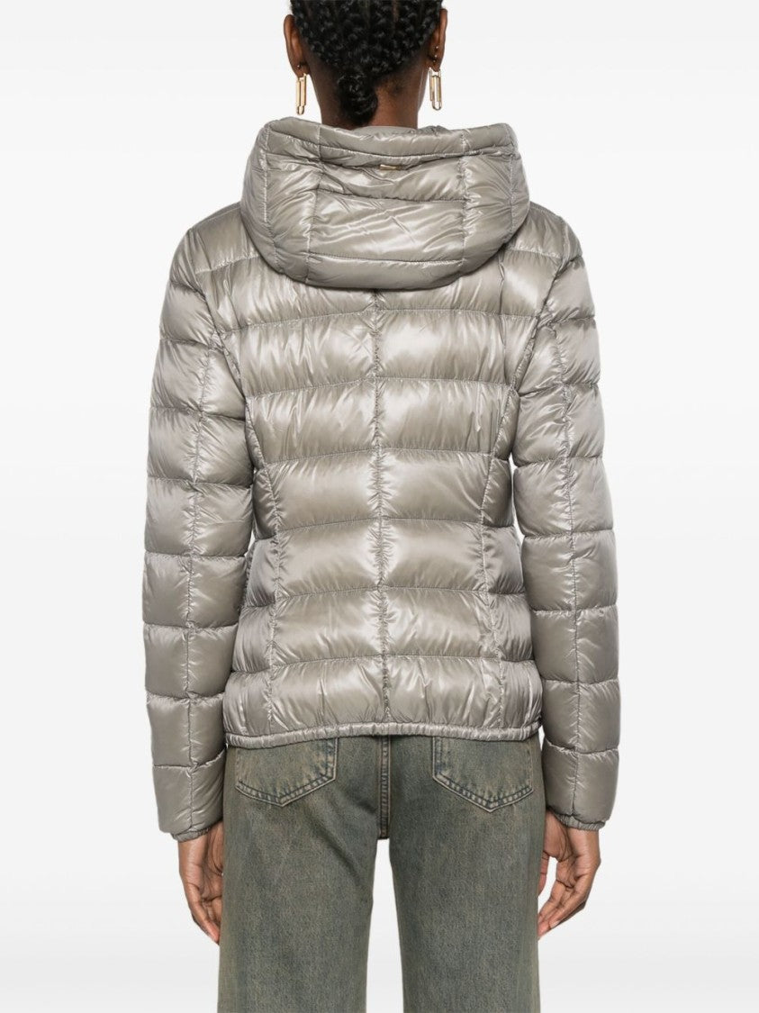 Herno Pearl Gray Slim-Fit Down Jacket With Removable Hood