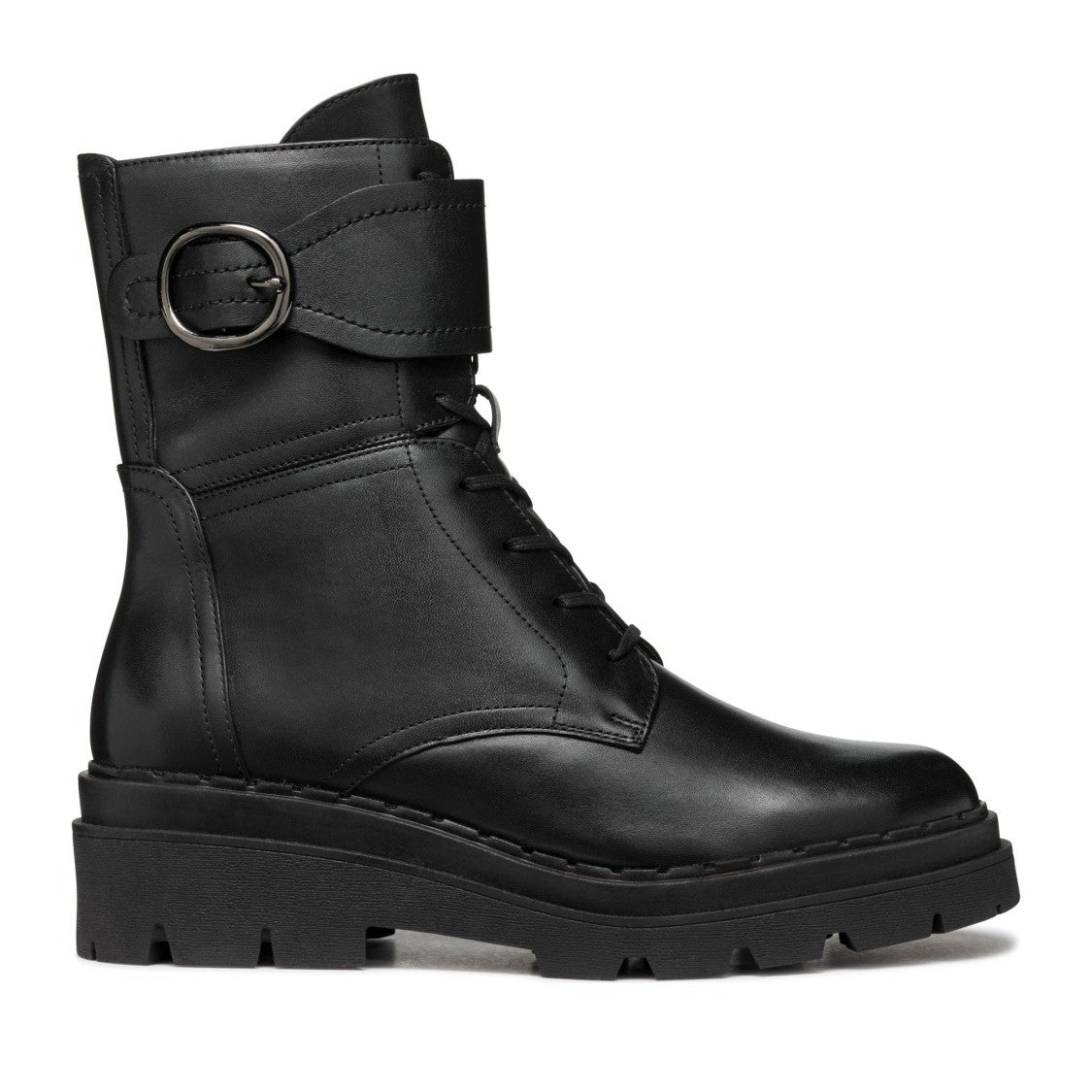 Geox Felleny Black Wool-Lined Lace-Up Leather Boots