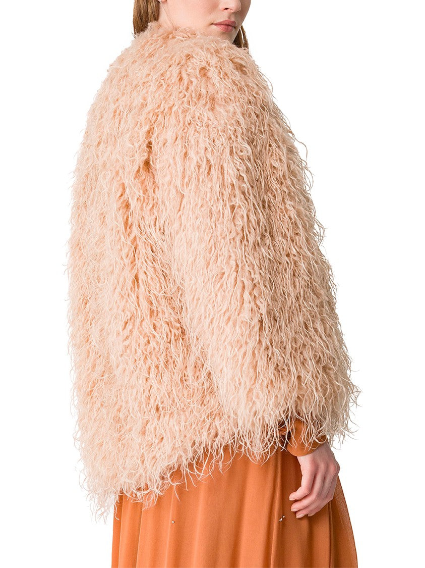 Forte Forte Voluminous Textured Kimono-Style Coat In Peachy Beige