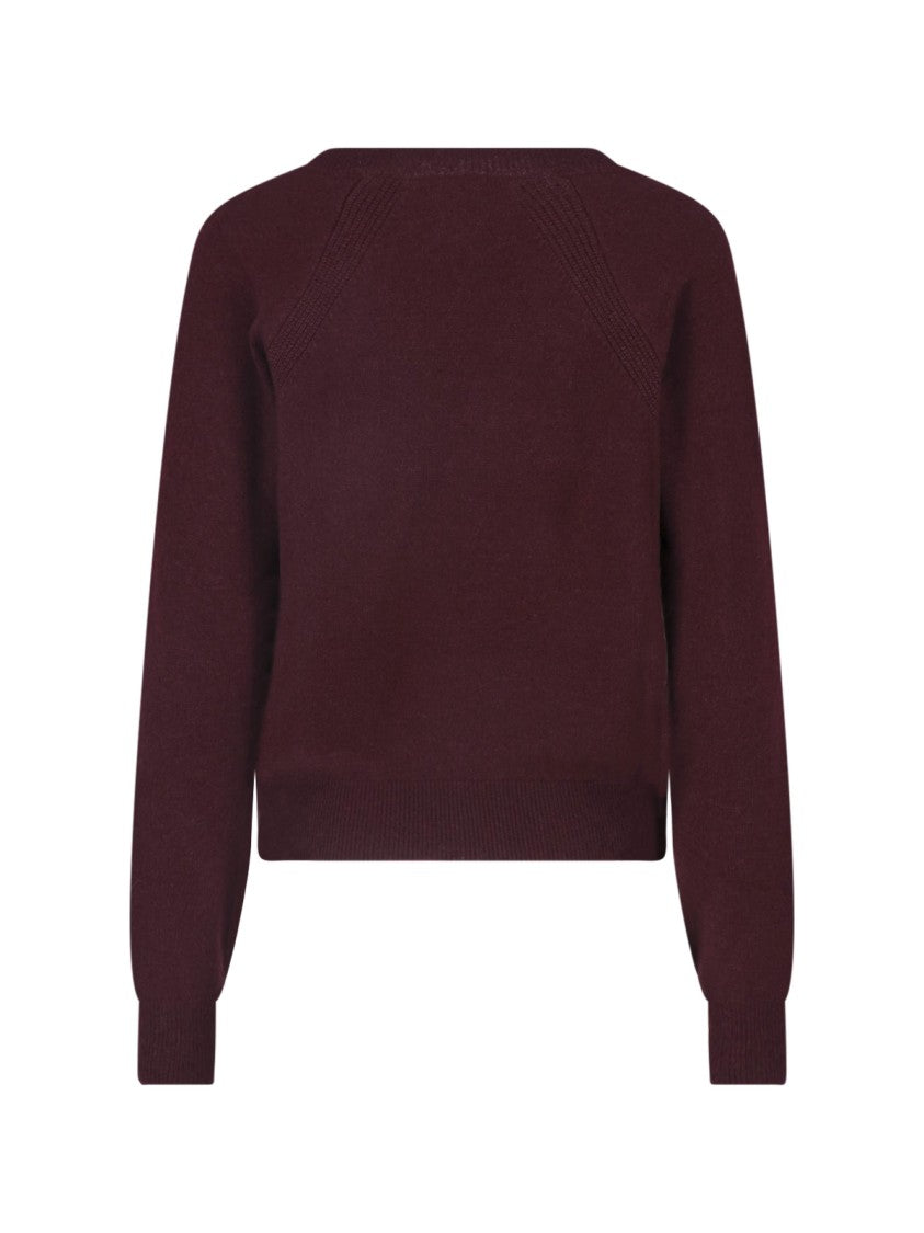Sa Su Phi Deep Burgundy V-Neck Cashmere-Blend Sweater
