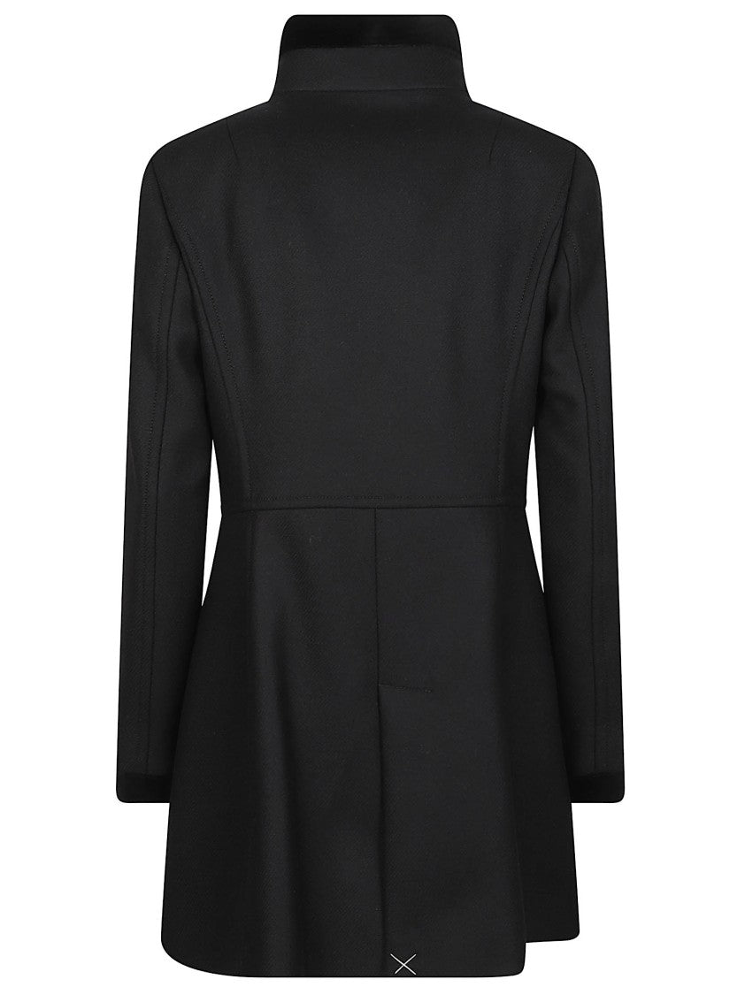 Fay Black Virginia Structured High-Collar Wool-Blend Coat