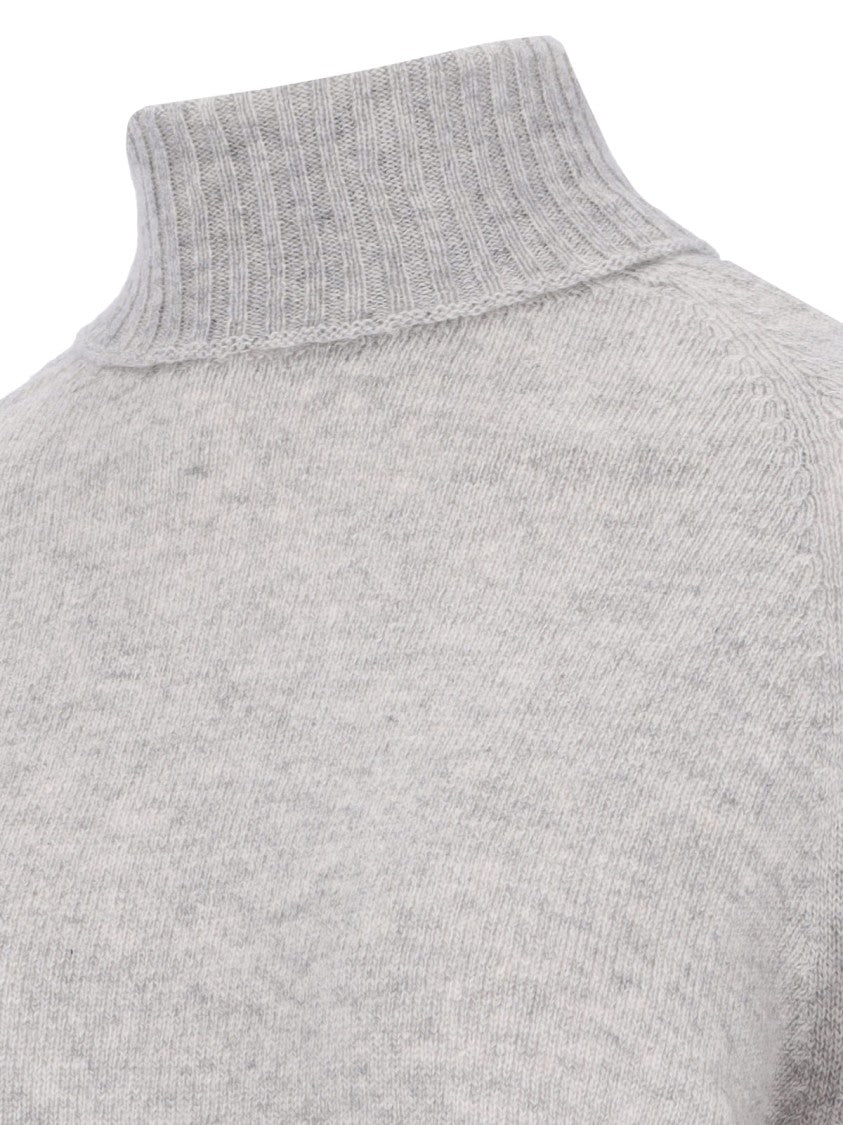 Ma'ry'ya Classic Turtleneck In Gray Melange Cashmere