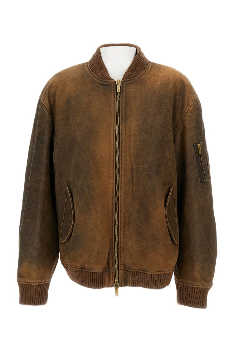 Golden Goose Padded Leather Bomber Jacket