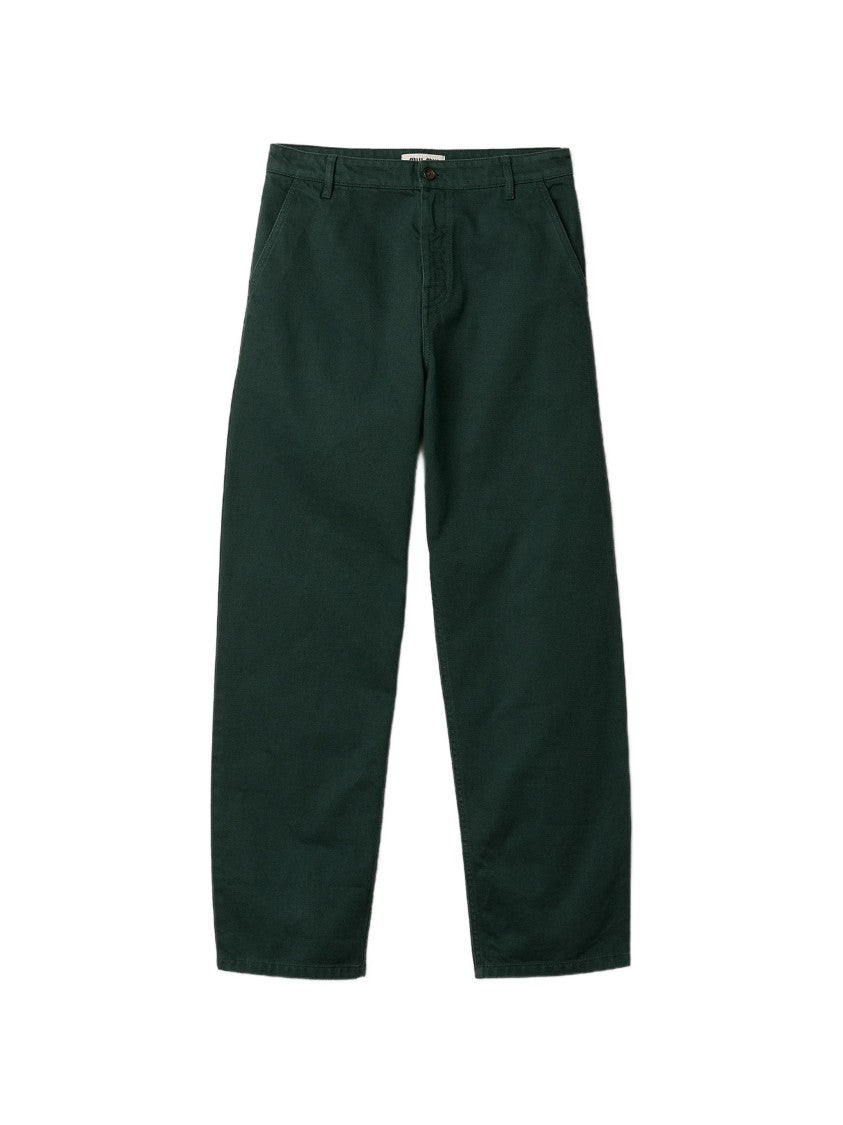 Miu Miu Deep Green Wide-Leg Relaxed Cotton Pants