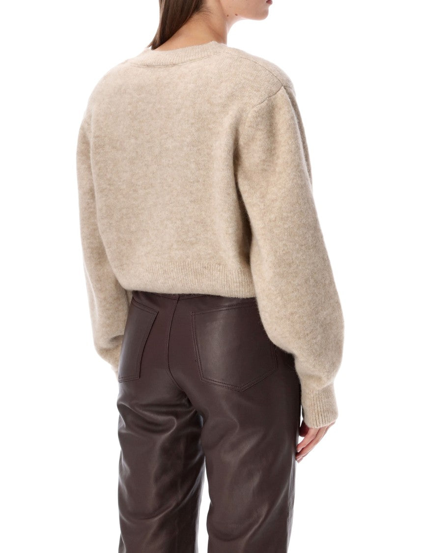 Rotate Fuzzy Textured Flower Closure Cropped Cardigan