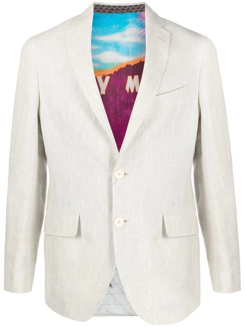 Etro Beige Two-Button Linen Blazer