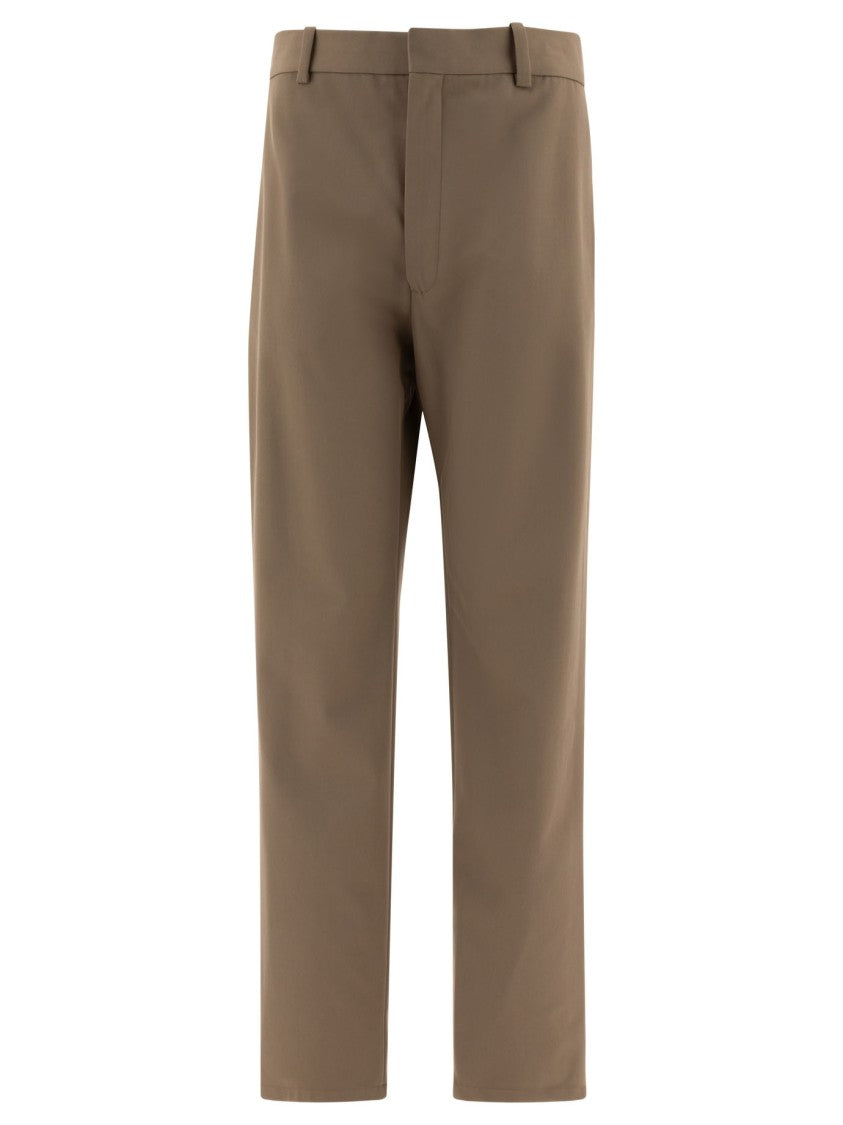 Loewe Cotton-Silk Blend Trousers With Leather Logo Detail