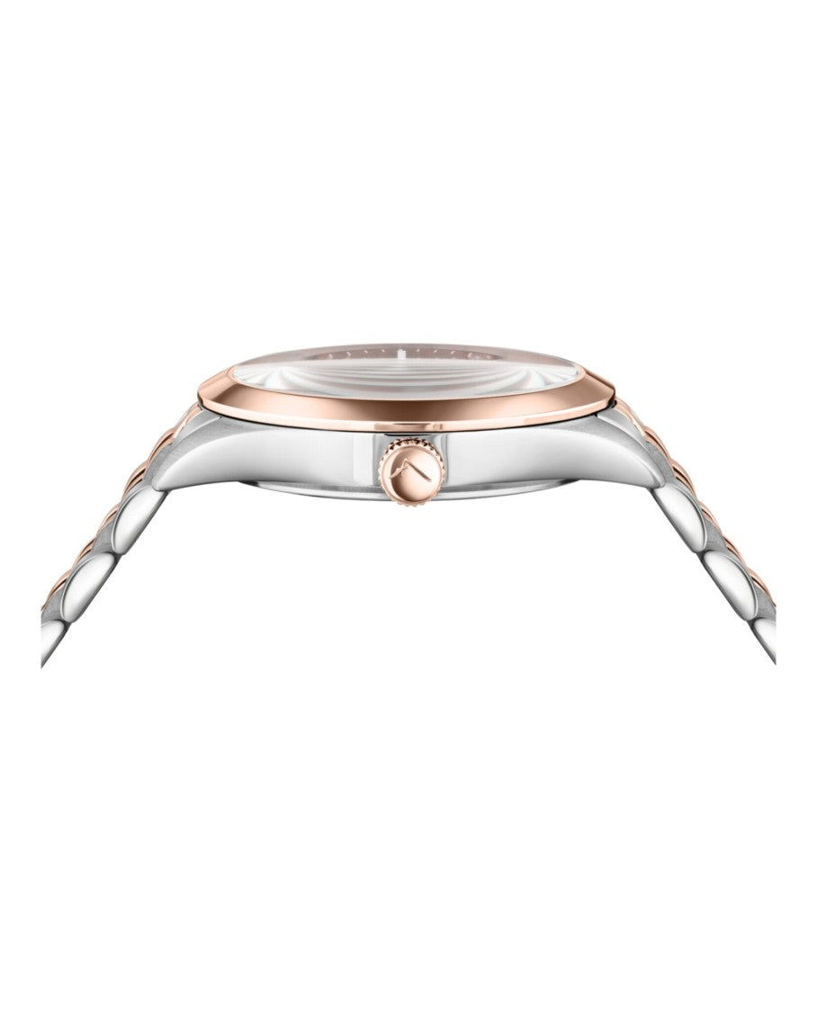 Ferragamo Two-Tone Bracelet Watch With Rose Gold Sunray Dial