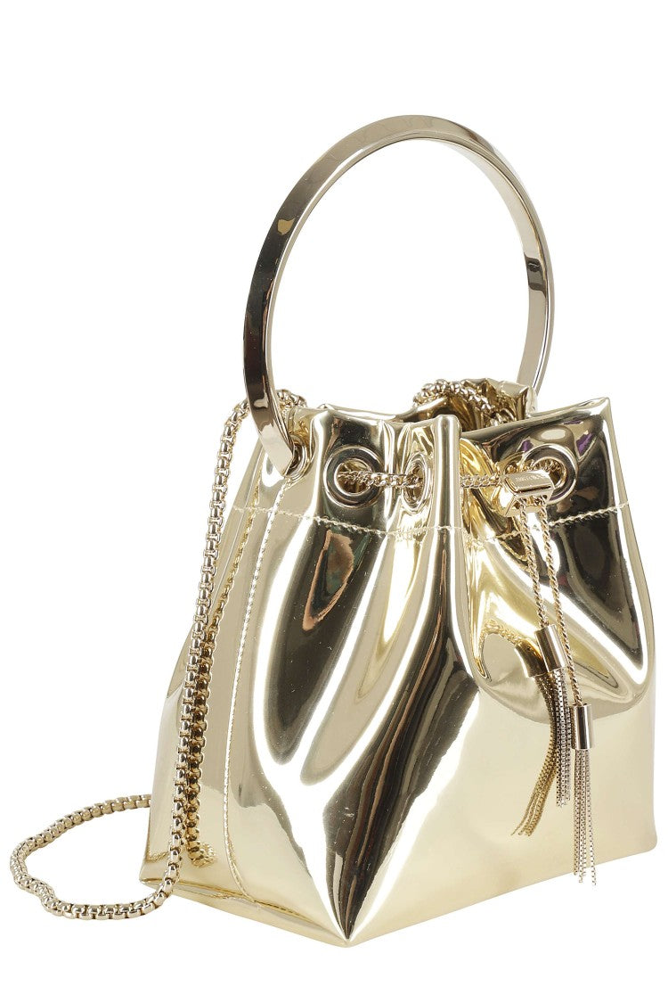 Jimmy Choo Gold Bon Bon Bracelet Handle Structured Leather Handbag